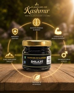 Flavours of Kashmir Shilajit | Pure & Natural Himalayan Shilajit Resin | Rich in Fulvic Acid | Supports Strength, Stamina, Energy & Vitality | Ayurvedic Wellness Supplement
